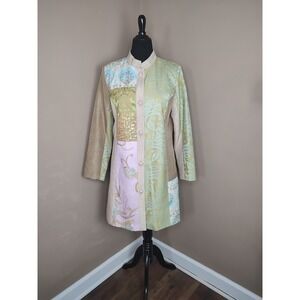 Julia New York Patchwork Tunic Jacket‎ XL Button Front Unique Art to Wear